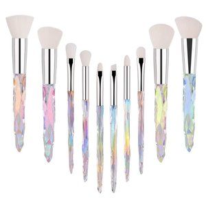 Makeup Brushes‎ Crystal Handle,10pcs Premium Rainbow Color Cosmetic Brush Set